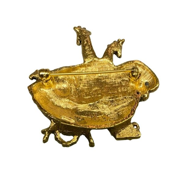 Vintage 80s Gold tone Carousel with Horse and Rhinestones and AVON Gold tone Noa - Picture 5 of 5